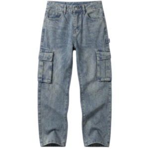 Unisex Light Wash Carpenter Cargo Jeans