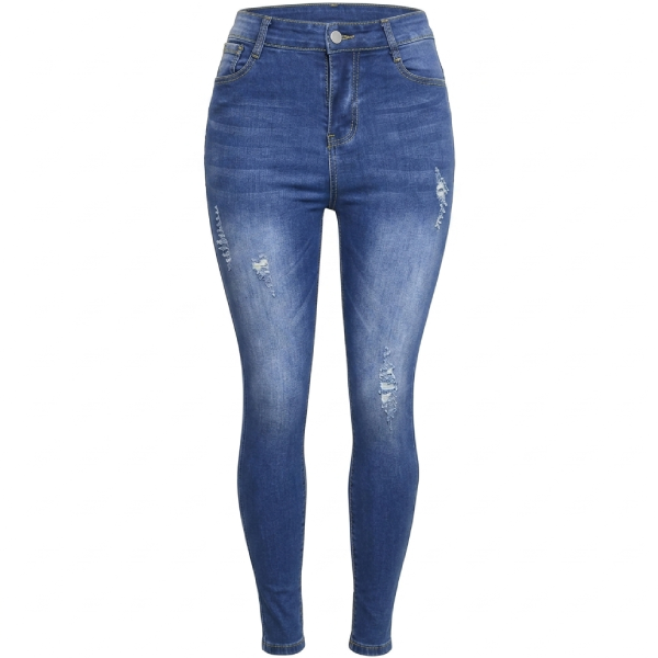 Female High-Rise Distressed Skinny Jeans Blue